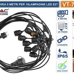 Cordoniera 5mt con 10 E27 IP65 10xE27